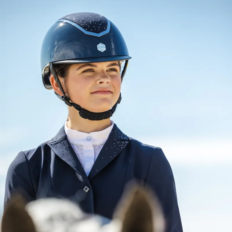 EQX by Charles Owen Kylo Crystal with MIPS Riding Hat - Navy Gloss/Silver Crystal-5