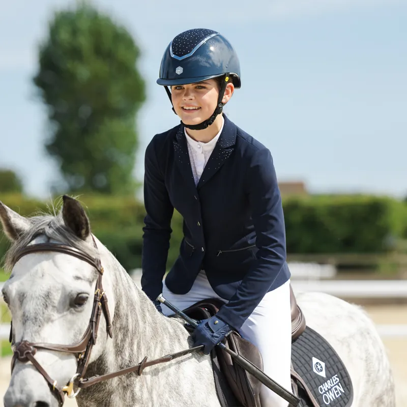 EQX by Charles Owen Kylo Crystal with MIPS Riding Hat - Navy Gloss/Silver Crystal-3