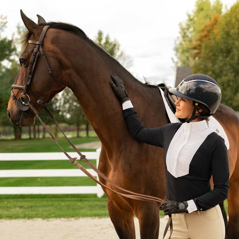 EQX by Charles Owen Kylo Crystal Wide Peak with MIPS Riding Hat - Black Gloss/Chrome Crystal-3