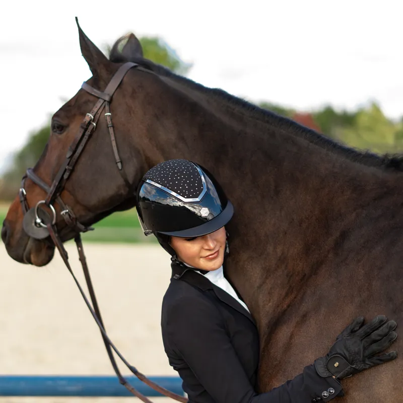 EQX by Charles Owen Kylo Crystal Riding Hat - Black Gloss/Chrome Crystal-2