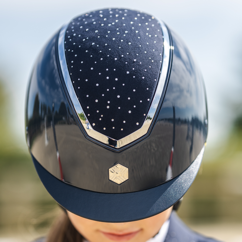 EQX by Charles Owen Kylo Crystal Riding Hat - Navy Gloss/Silver Crystal-3