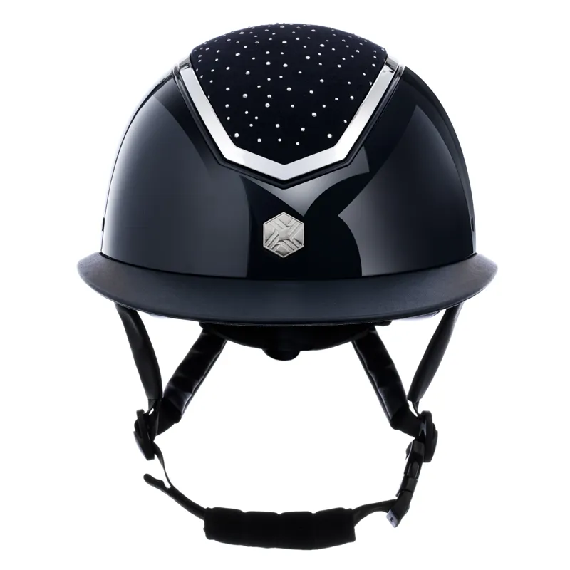 EQX by Charles Owen Kylo Crystal Wide Peak Riding Hat - Navy Gloss/Silver Crystal-1