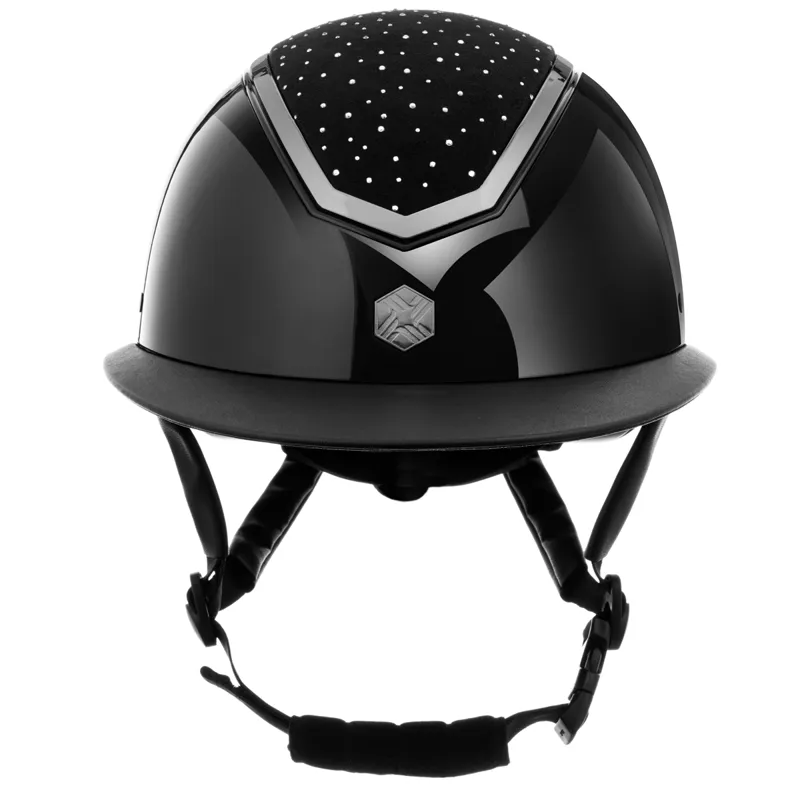 EQX by Charles Owen Kylo Crystal Wide Peak with MIPS Riding Hat - Black Gloss/Chrome Crystal-1