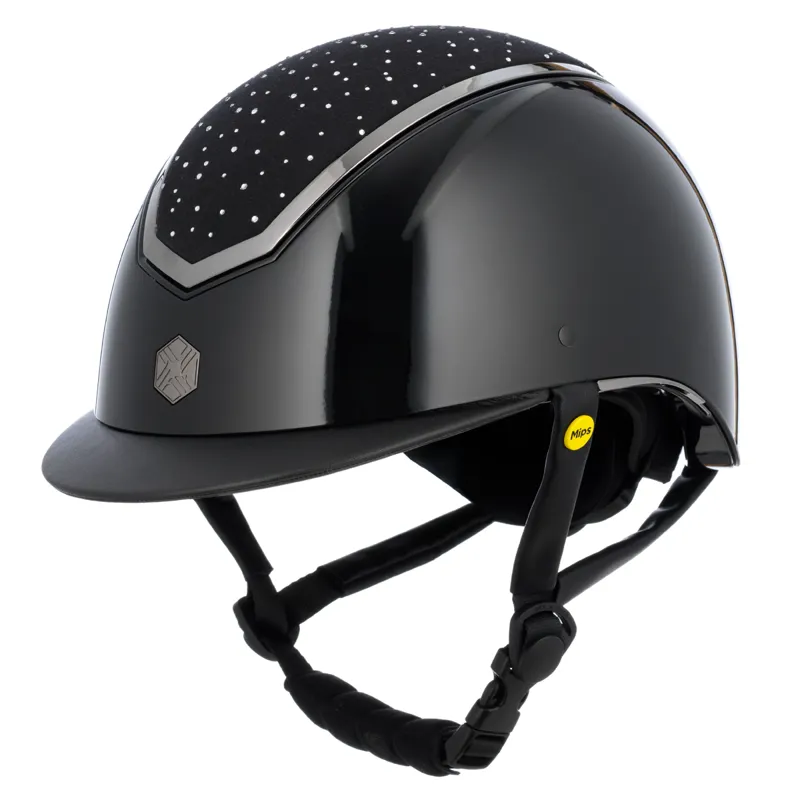 EQX by Charles Owen Kylo Crystal with MIPS Riding Hat - Black Gloss/Chrome Crystal