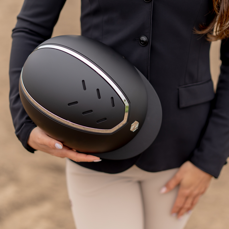 EQX by Charles Owen Kylo Riding Hat - Black Matte/Silver-3