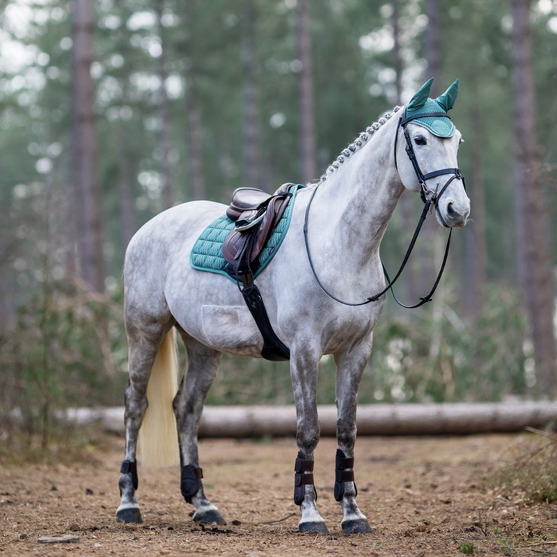 LeMieux Classic Lycra Fly Hood - Peacock-1