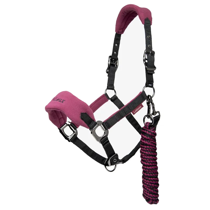 LeMieux Vogue Fleece Headcollar And Leadrope Set - Plum/Black