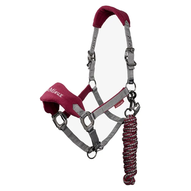 LeMieux Vogue Fleece Headcollar And Leadrope - Mulberry/Grey