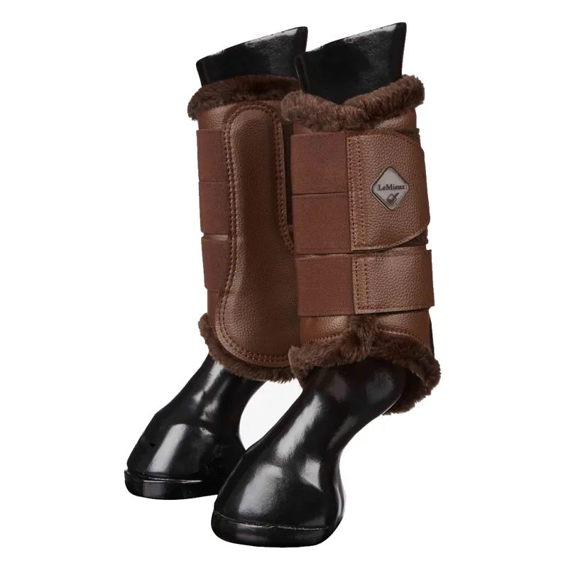 LeMieux Fleece Lined Brushing Boots - Brown/Brown