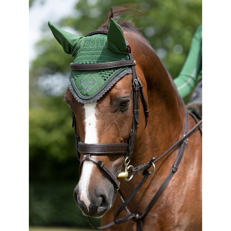 LeMieux Classic Lycra Fly Hood - Hunter Green-1