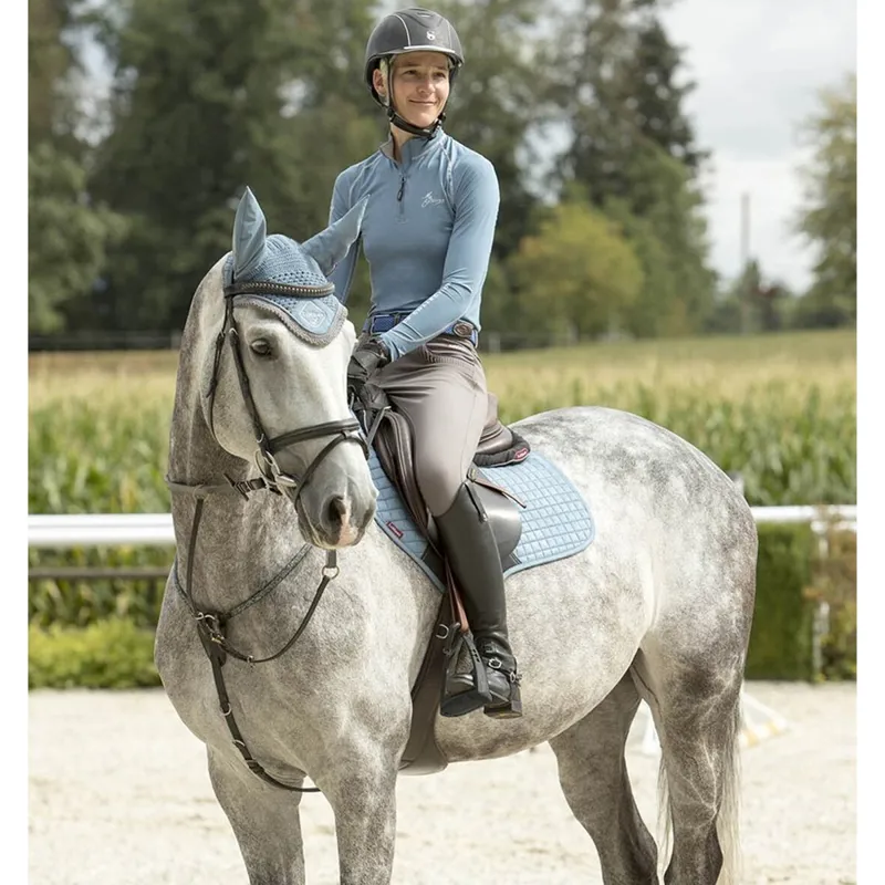 LeMieux Classic Lycra Fly Hood - Ice Blue-1