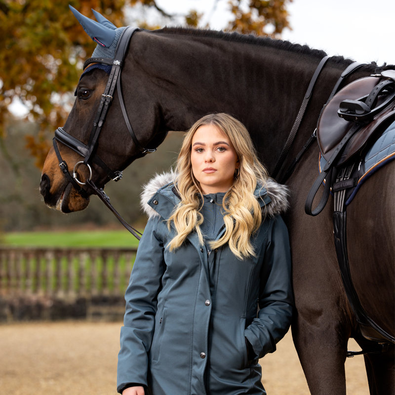 LeMieux Anya Waterproof Riding Coat - Petrol-10