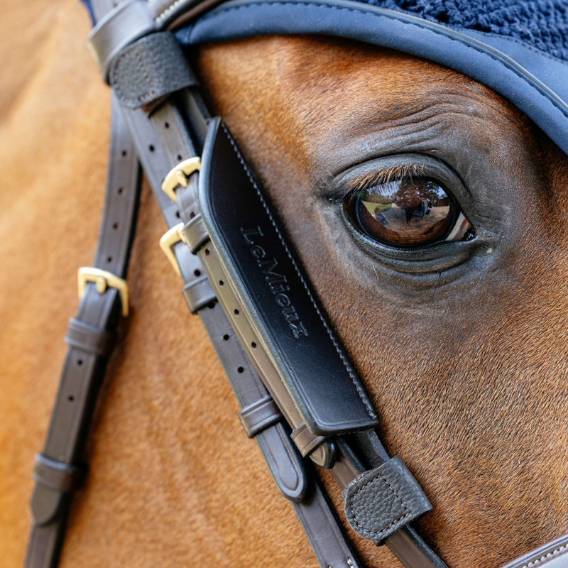 LeMieux Leather Bridle Blinkers - Brown-1