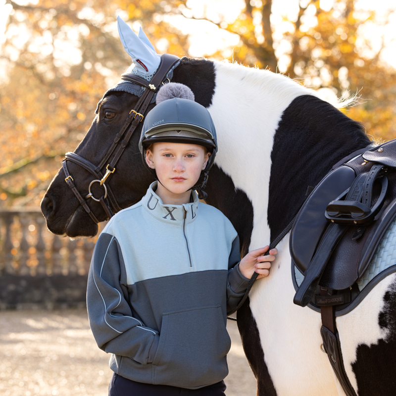 LeMieux Young Rider Kate Quarter Zip Sweat - Petrol/Glacier-7