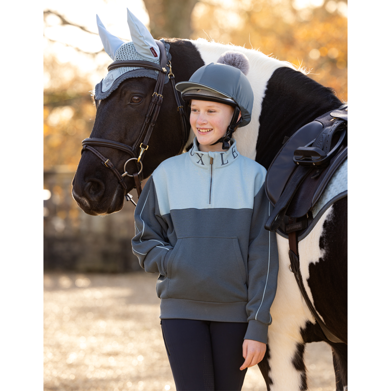 LeMieux Young Rider Kate Quarter Zip Sweat - Petrol/Glacier-6