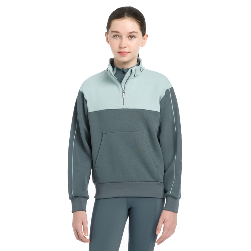 LeMieux Young Rider Kate Quarter Zip Sweat - Petrol/Glacier-3