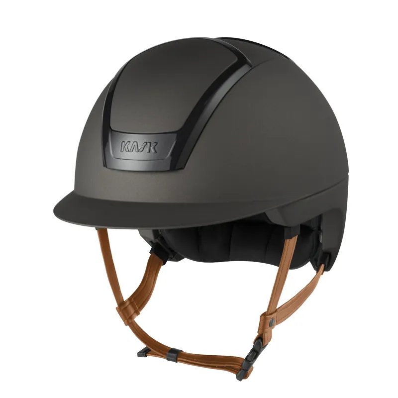 Kask Nemesi Metal Standard Peak Riding Hat - Ash Brown-1