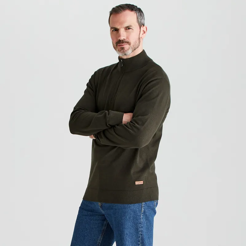 Ridgeline Men's Hartland 1/4 Zip Knit - Deep Forest-1