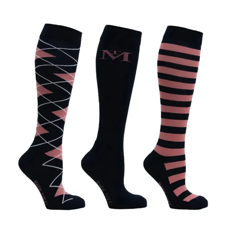 Mark Todd Socks 3 Pack - Navy/Rose