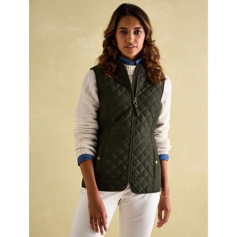 Joules Ladies Minx Showerproof Diamond Quilted Gilet - Rosemary Green-1