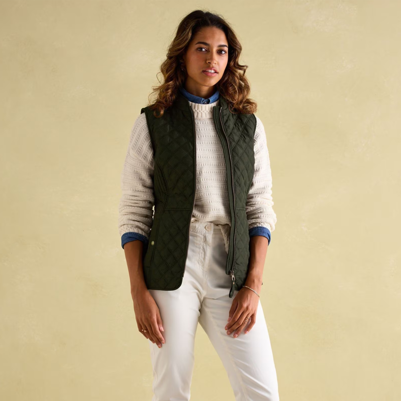 Joules Ladies Minx Showerproof Diamond Quilted Gilet - Rosemary Green-3