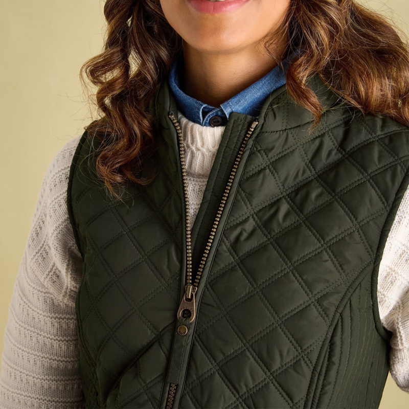 Joules Ladies Minx Showerproof Diamond Quilted Gilet - Rosemary Green-5