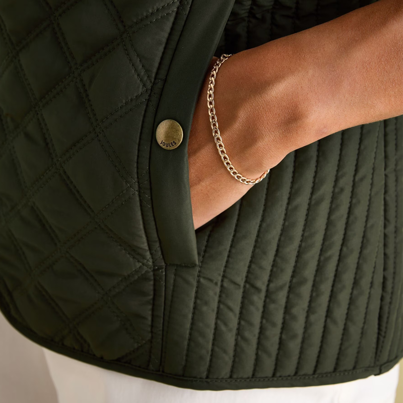 Joules Ladies Minx Showerproof Diamond Quilted Gilet - Rosemary Green-4