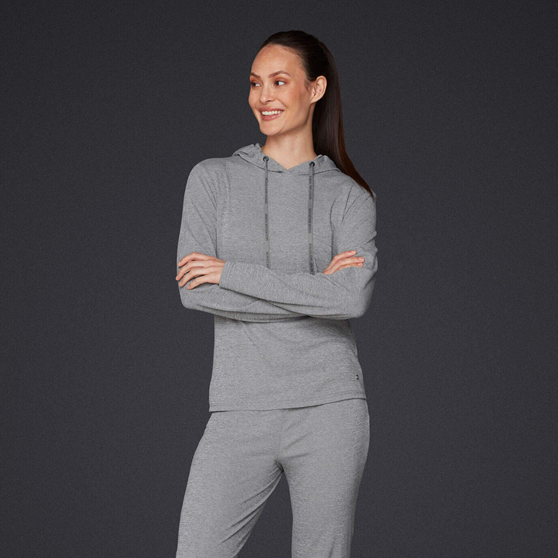 Mountain Horse Ladies Active Stripe Hoodie - Grey Melange-2