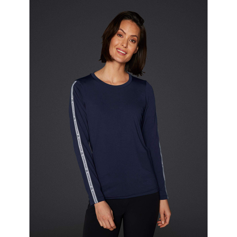 Mountain Horse Ladies Active Stripe Long Sleeve Tech Top - Navy-2
