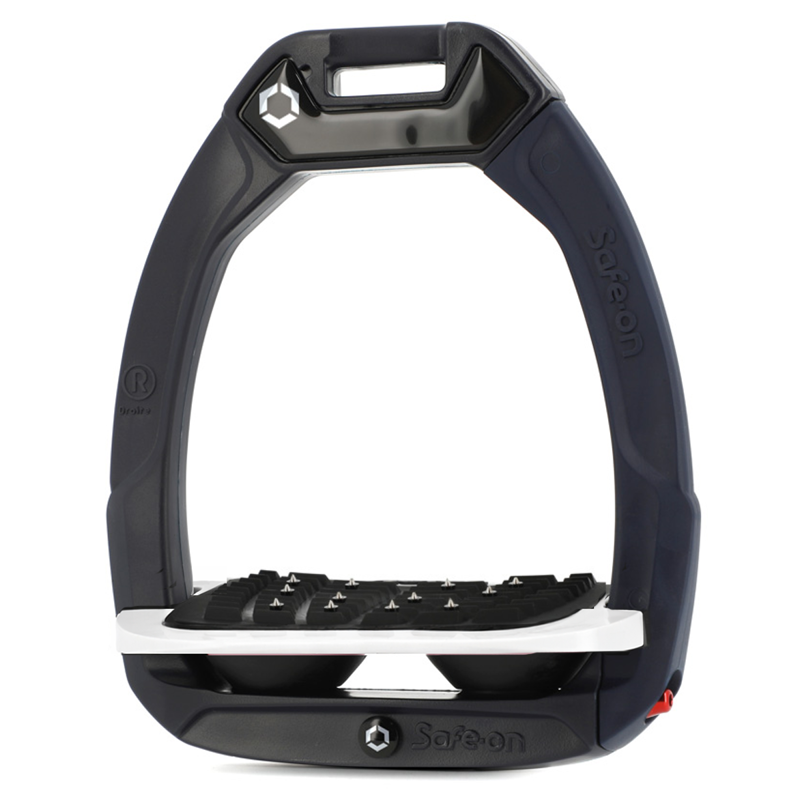 Flex-On Safe-On Inclined Ultra-Grip Stirrups - Navy Blue/White/Black