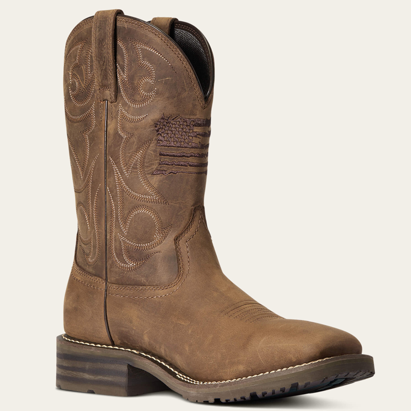 Ariat Men's Hybrid Patriot H20 Western Boots - Distressed Brown-1