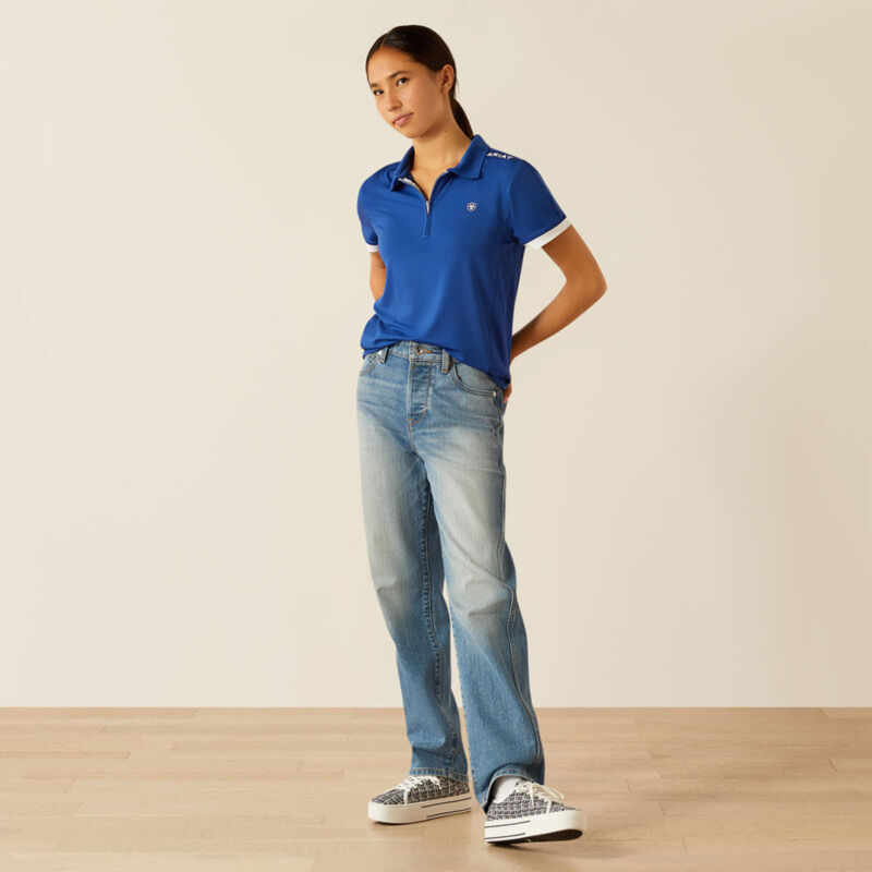 Ariat Youth Bandera 1/4 Zip Polo - Sodalite Blue-2