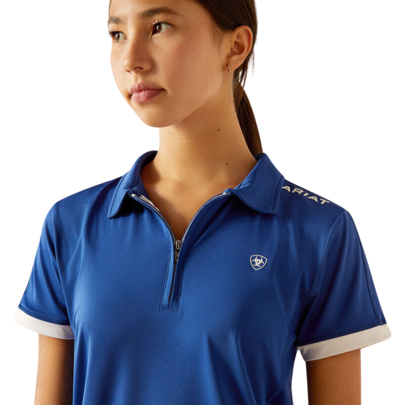Ariat Youth Bandera 1/4 Zip Polo - Sodalite Blue-3