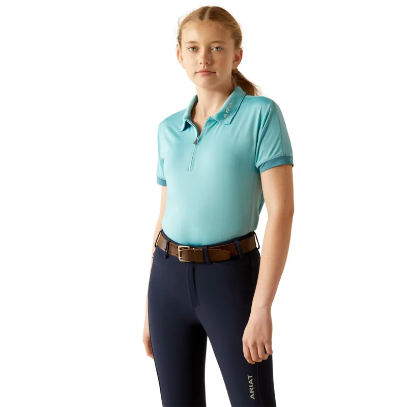 Ariat Youth Bandera 1/4 Zip Polo - Aqua