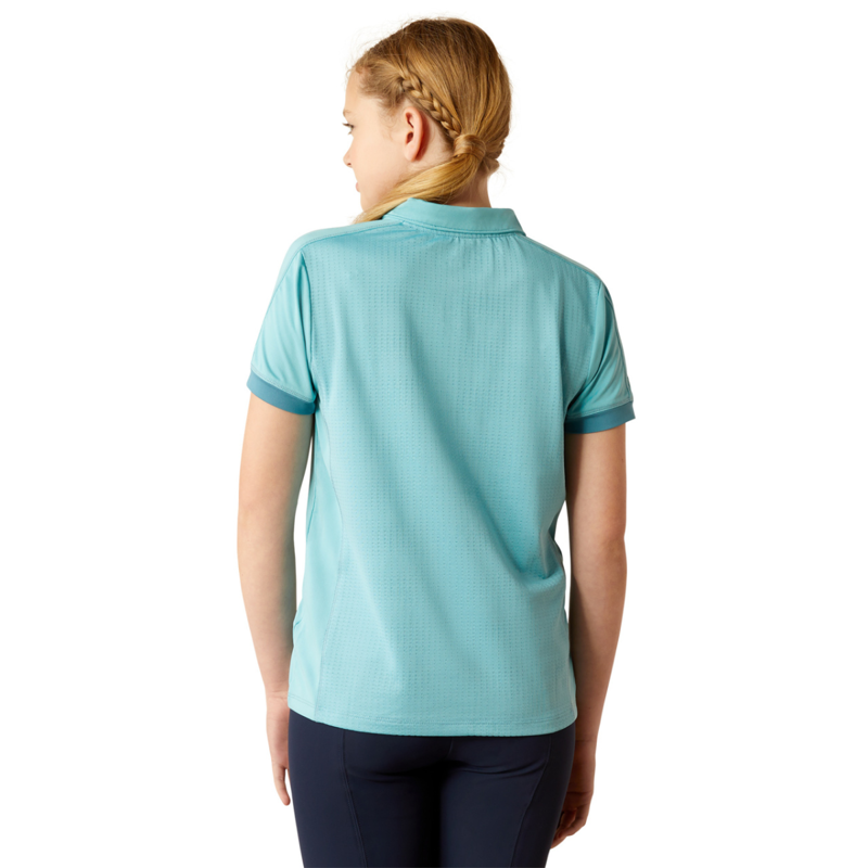 Ariat Youth Bandera 1/4 Zip Polo - Aqua-1
