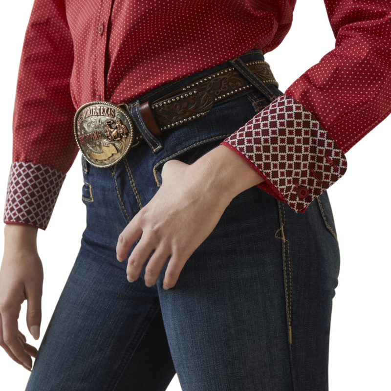 Ariat Women's Kirby Stretch Shirt - Cardinal Dot-3