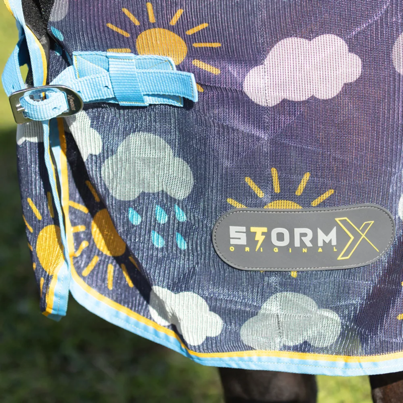 Hy StormX Original Come Rain or Shine Combi Fly Rug - Navy/Blue/Yellow-3