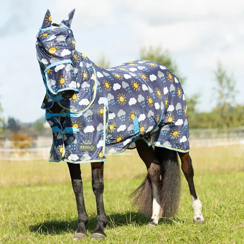 Hy StormX Original Come Rain or Shine Combi Fly Rug - Navy/Blue/Yellow