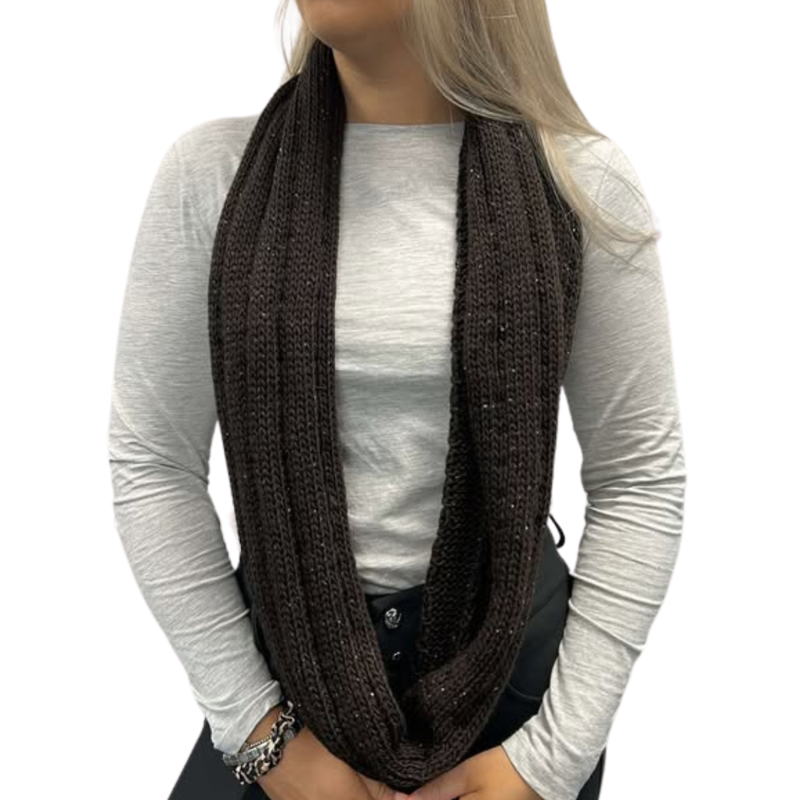 Pikeur Neck Loop With Sequins - Dark Brown-1