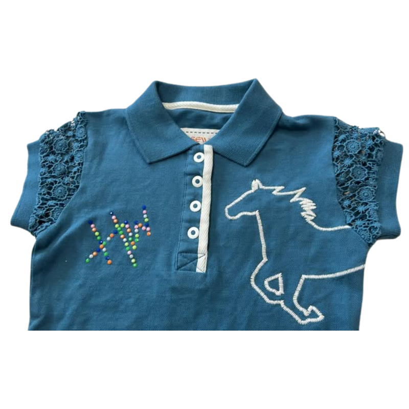 Horseware Girls Pique Polo Shirt - Brittany Blue-2