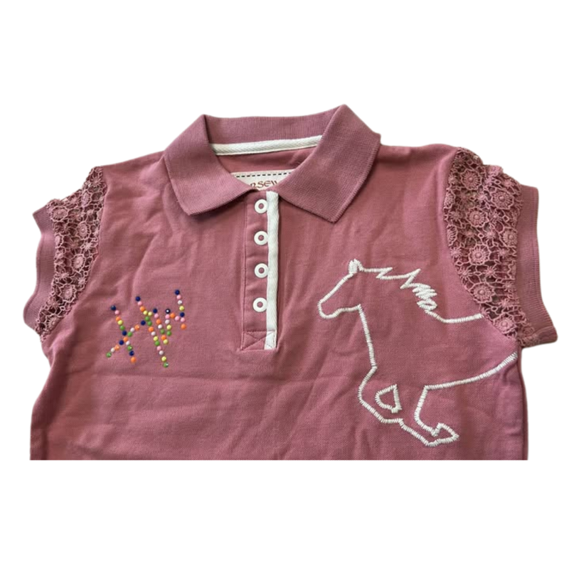 Horseware Girls Pique Polo Shirt - Rosette Pink-2