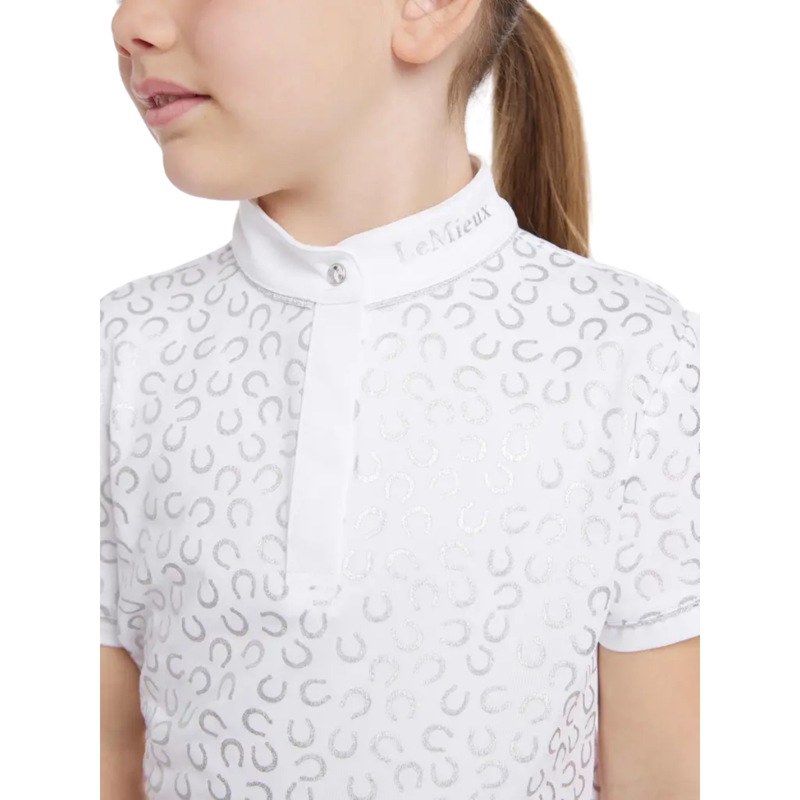 LeMieux Mini Bella Show Shirt -  White/Horseshoes-2