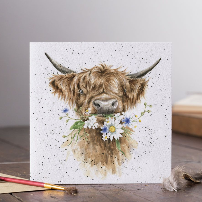 Wrendale Designs 'Daisy Cow' Highland Cow Card-1