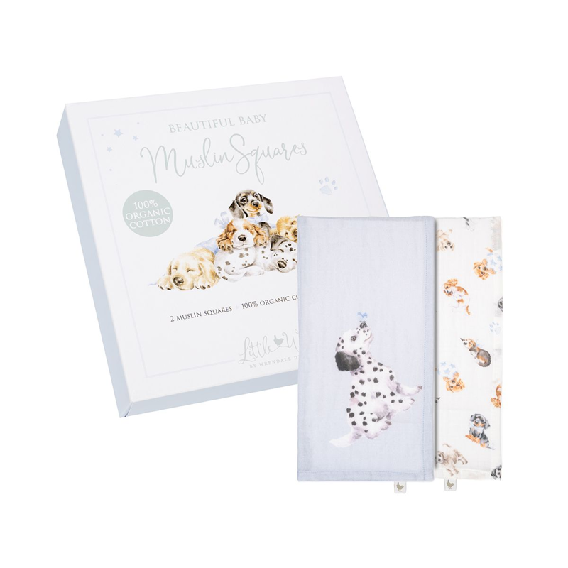 Wrendale Designs 'Little Paws' Dog Muslin Gift Set-1