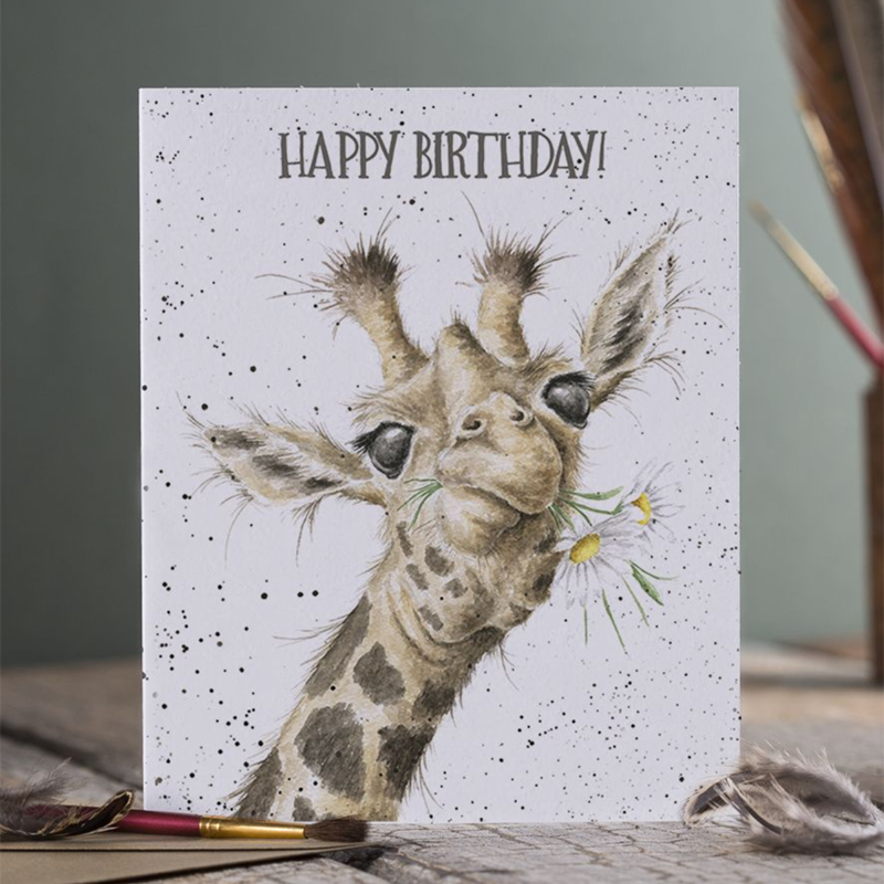 Wrendale Designs 'Birthday Flowers' Giraffe Birthday Card-1