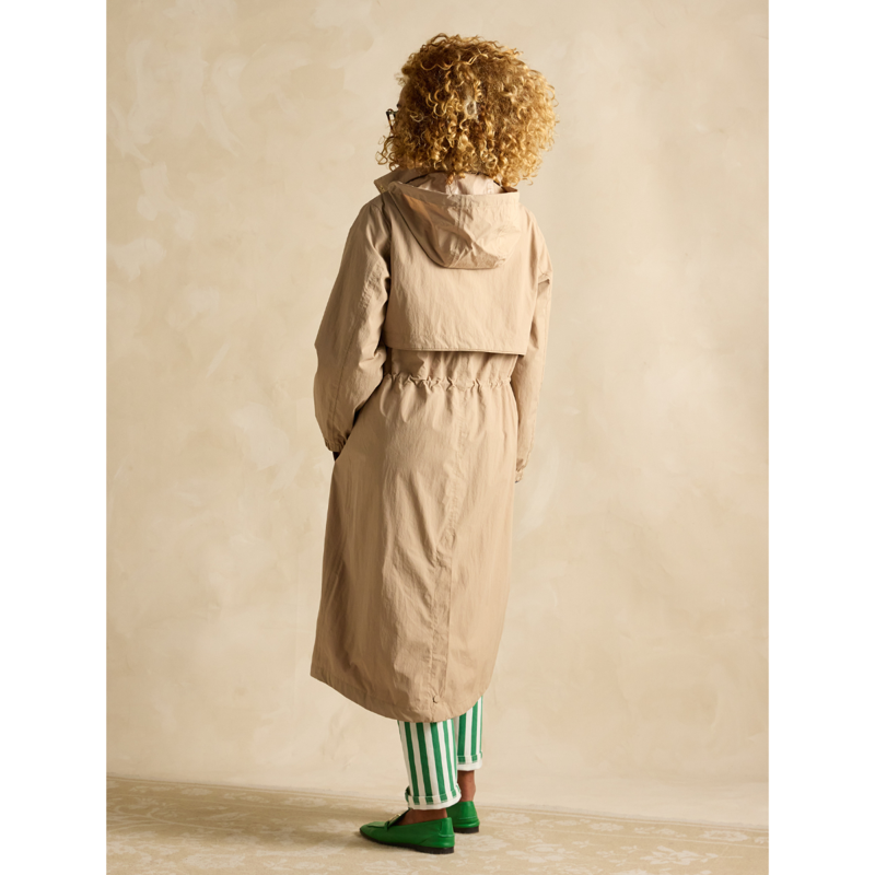 Joules Ladies Hensley Waterproof Longline Coat with Packable Hood - Tan Brown-3