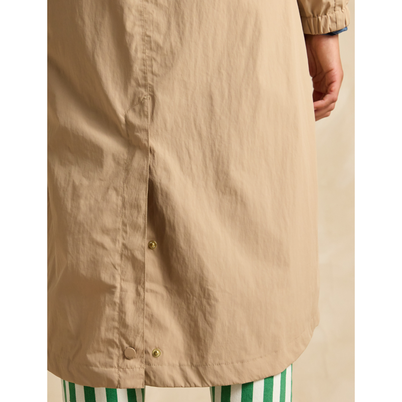 Joules Ladies Hensley Waterproof Longline Coat with Packable Hood - Tan Brown-4