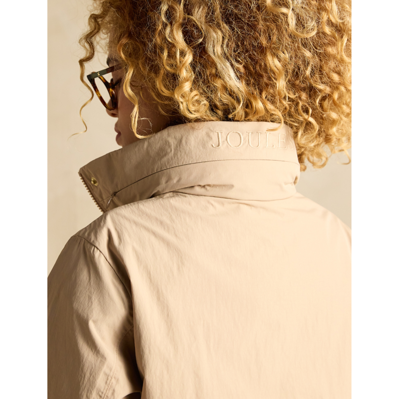 Joules Ladies Hensley Waterproof Longline Coat with Packable Hood - Tan Brown-7