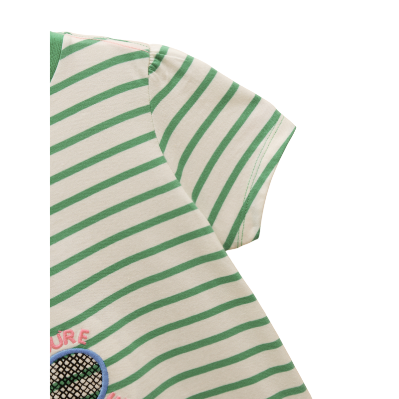 Joules Kids Astra Tennis Dog Print T-Shirt - Green Stripe-2