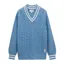 Joules Dibbly Cable Knit Cricket Cotton Jumper - Blue